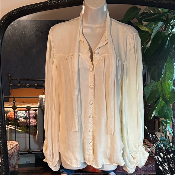 Chasing Unicorns Tops - Chasing Unicorns Till The Morning Comes silk chiffon ivory blouse. S